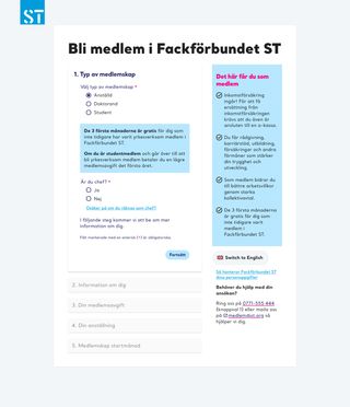 ST:s nya medlemsflöde uppdelat i tydliga steg